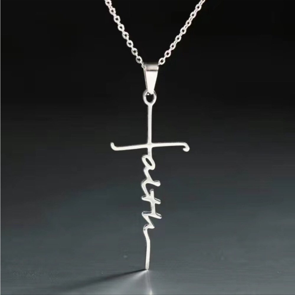 SILVER BAR FAITH PENDANT NECKLACE